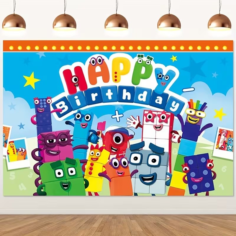 Numberblocks Backdrop Happy Birthday Party Photo Studio Background Banner Decor gallery