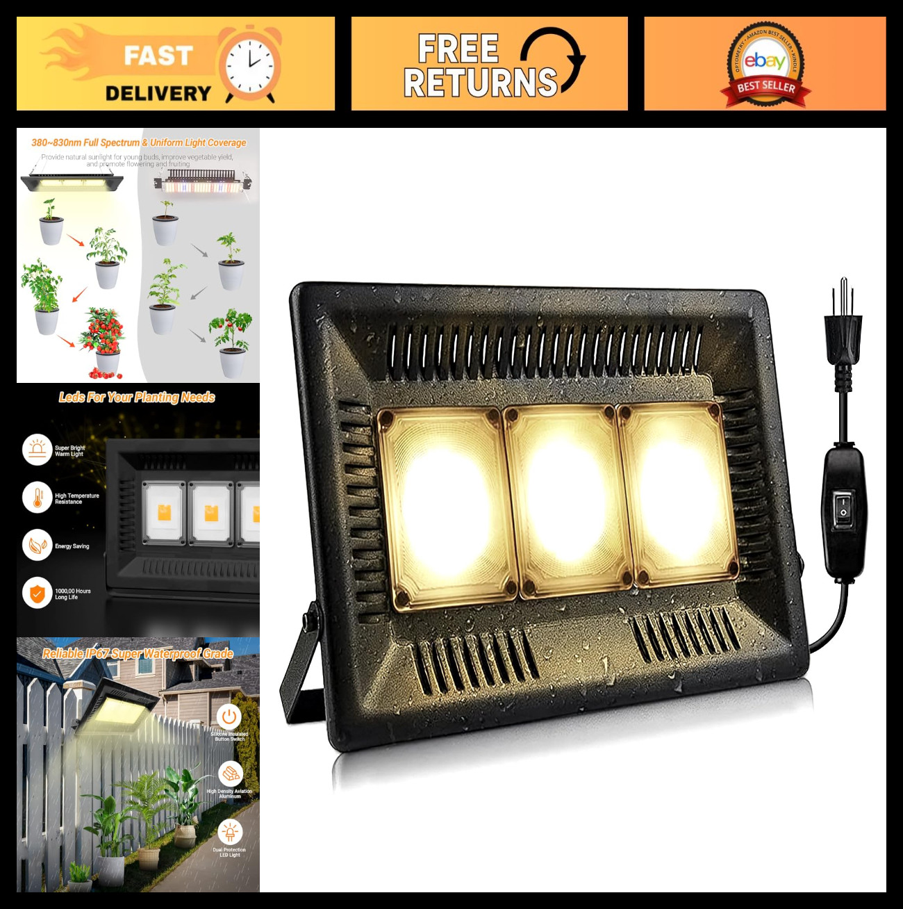 450W Waterproof LED Grow Light - Full Spectrum, No Noise, Heat Dissipation for I gallery