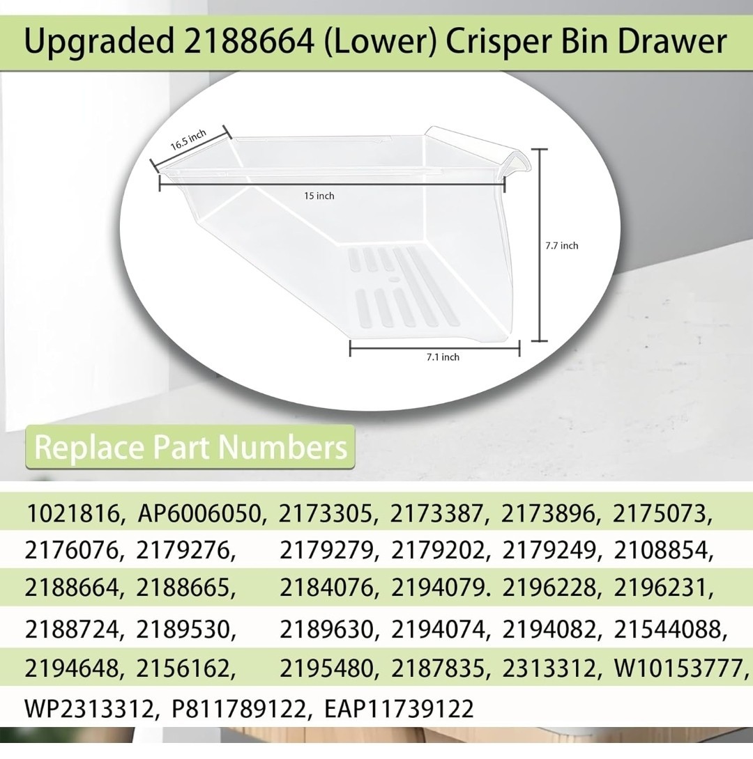 New 2 Pack 2188656 Fridge Crisper Drawer Refrigerator 2188664 Fits Whirlpool gallery