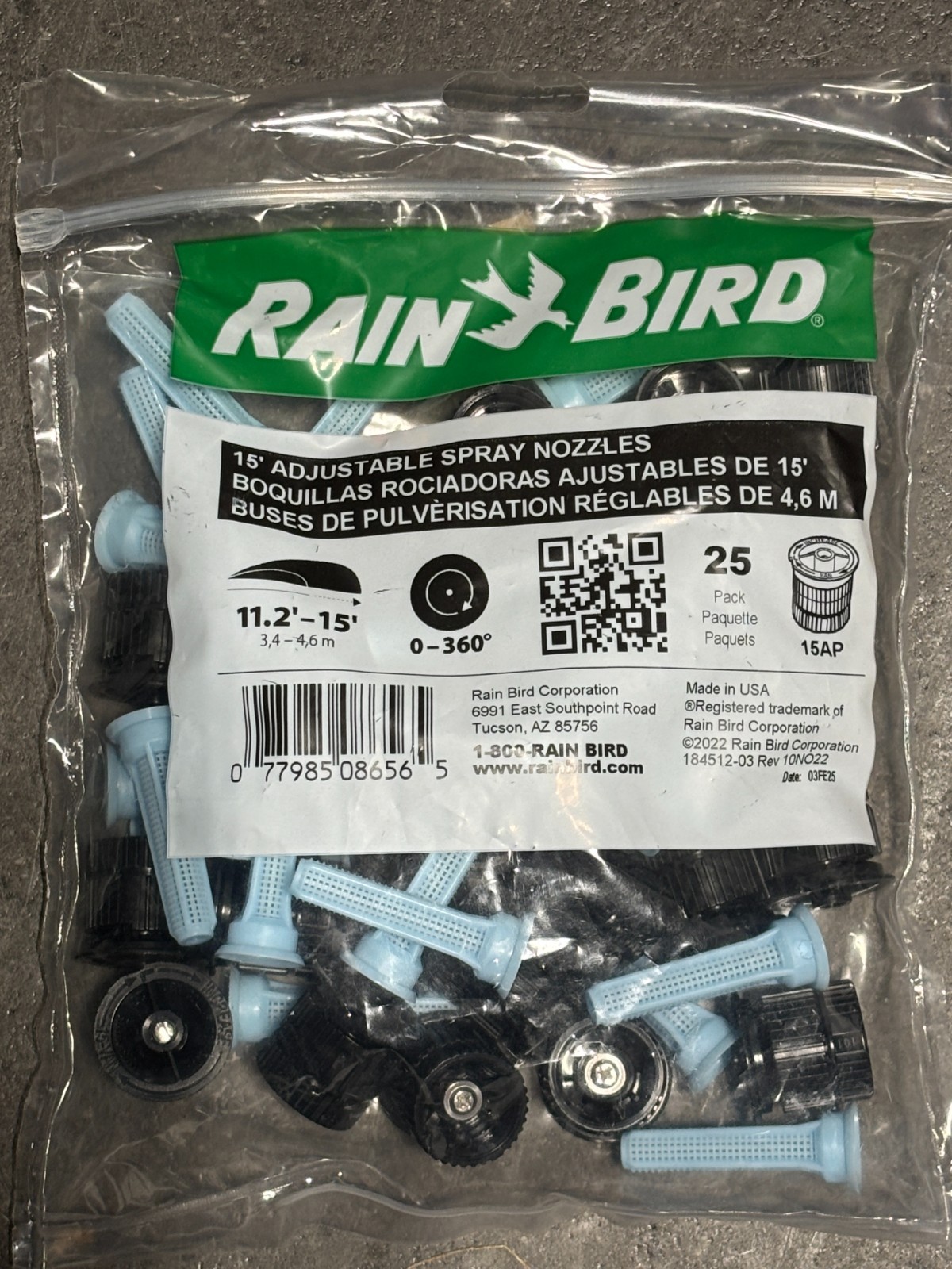 25 Rain Bird 15AP 15' 0-360° Adjustable Spray Pattern Sprinkler Nozzles gallery