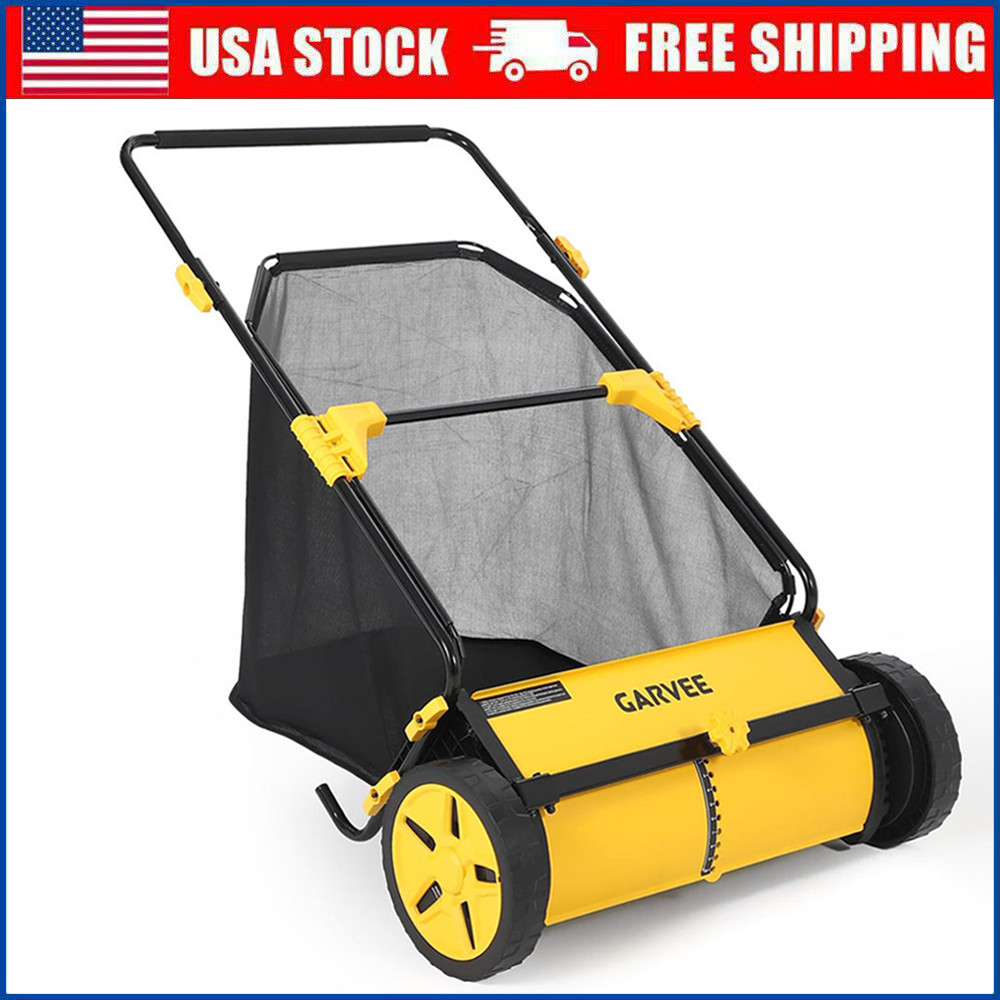 26'' Push Lawn Sweeper Manual Yard Sweeper Walk Behind 7 Cu.Ft. Leaves Collector gallery