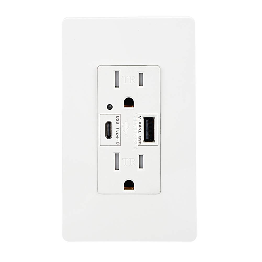 Type A & Type C USB Wall Charging Outlet, 4.2A High Speed Dual USB Socket, 15... gallery