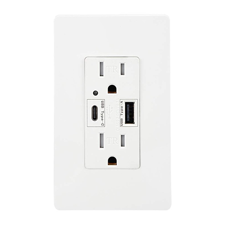 Type A & Type C USB Wall Charging Outlet, 4.2A High Speed Dual USB Socket, 15... gallery
