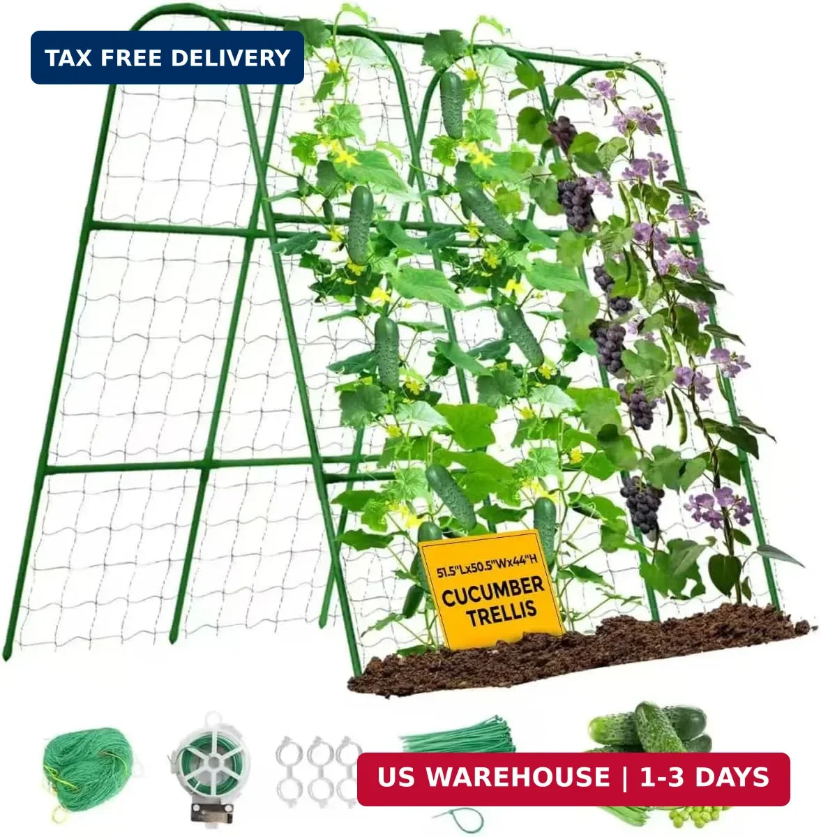 Cucumber Trellis for Raised Bed, U-Shape Metal Garden Trellis for Climbing Plant gallery
