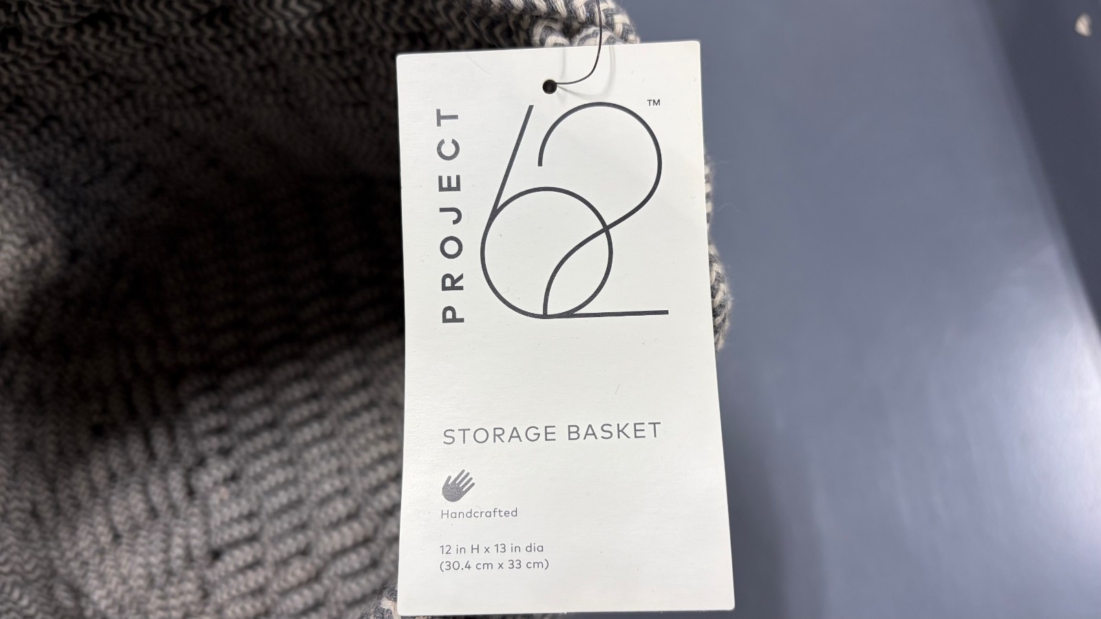 Project 62 Storage Basket 12 x 13 Coiled Rope Fishtail Weave Faux Leather gallery