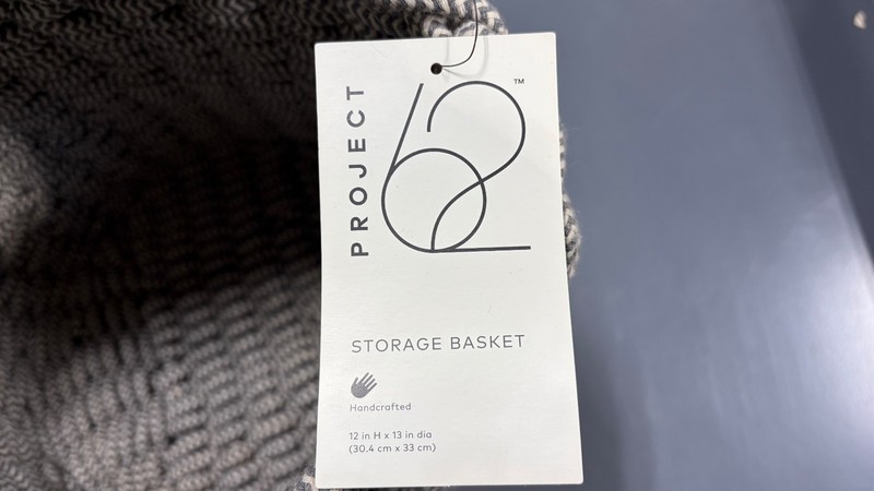 Project 62 Storage Basket 12 x 13 Coiled Rope Fishtail Weave Faux Leather gallery