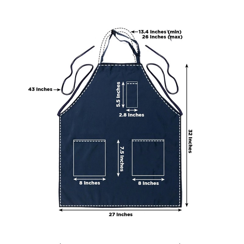 NAVY BLUE Premium Polyester Kitchen Chef Apron with Adjustable Neck and Long gallery