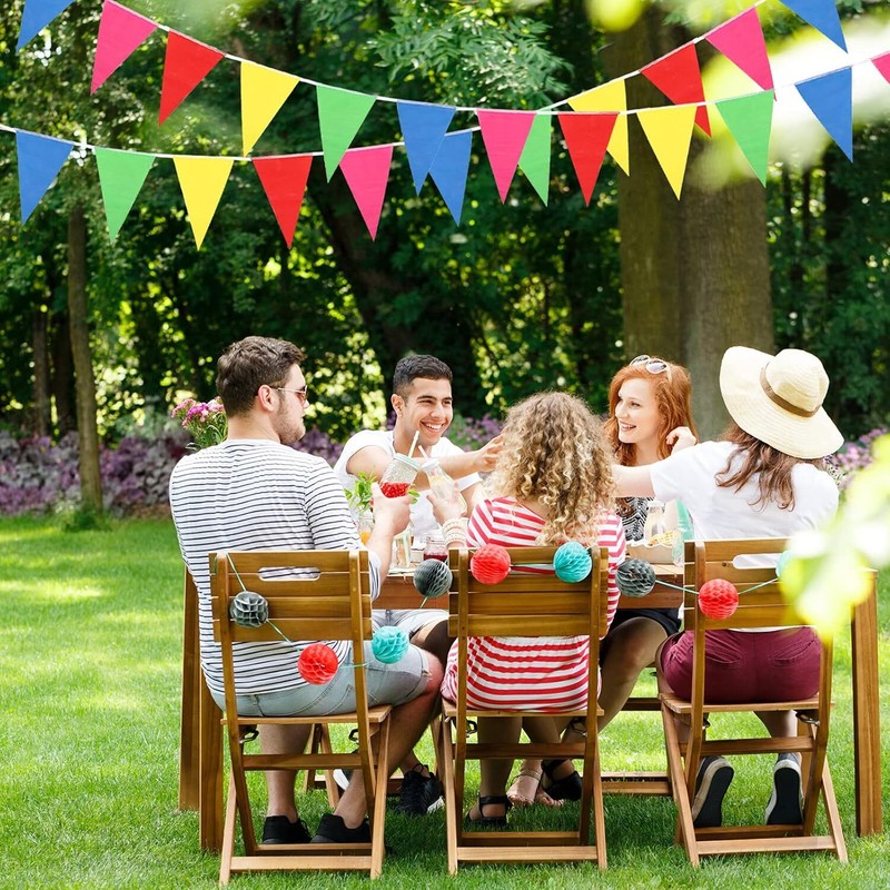 Multi Color Pennant Banners String Flags Triangle, Party Decor Nylon 375 ft Rope gallery