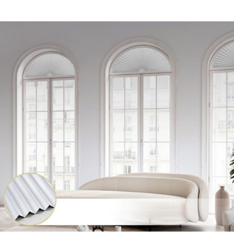 Arch Window Shade Curtains Half Circle Moon Pleated Fabric Blinds Semi Circle... gallery