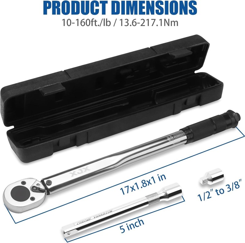 Durable 1/2-Inch Torque Wrench Set with Calibration Certificate and Accessories gallery