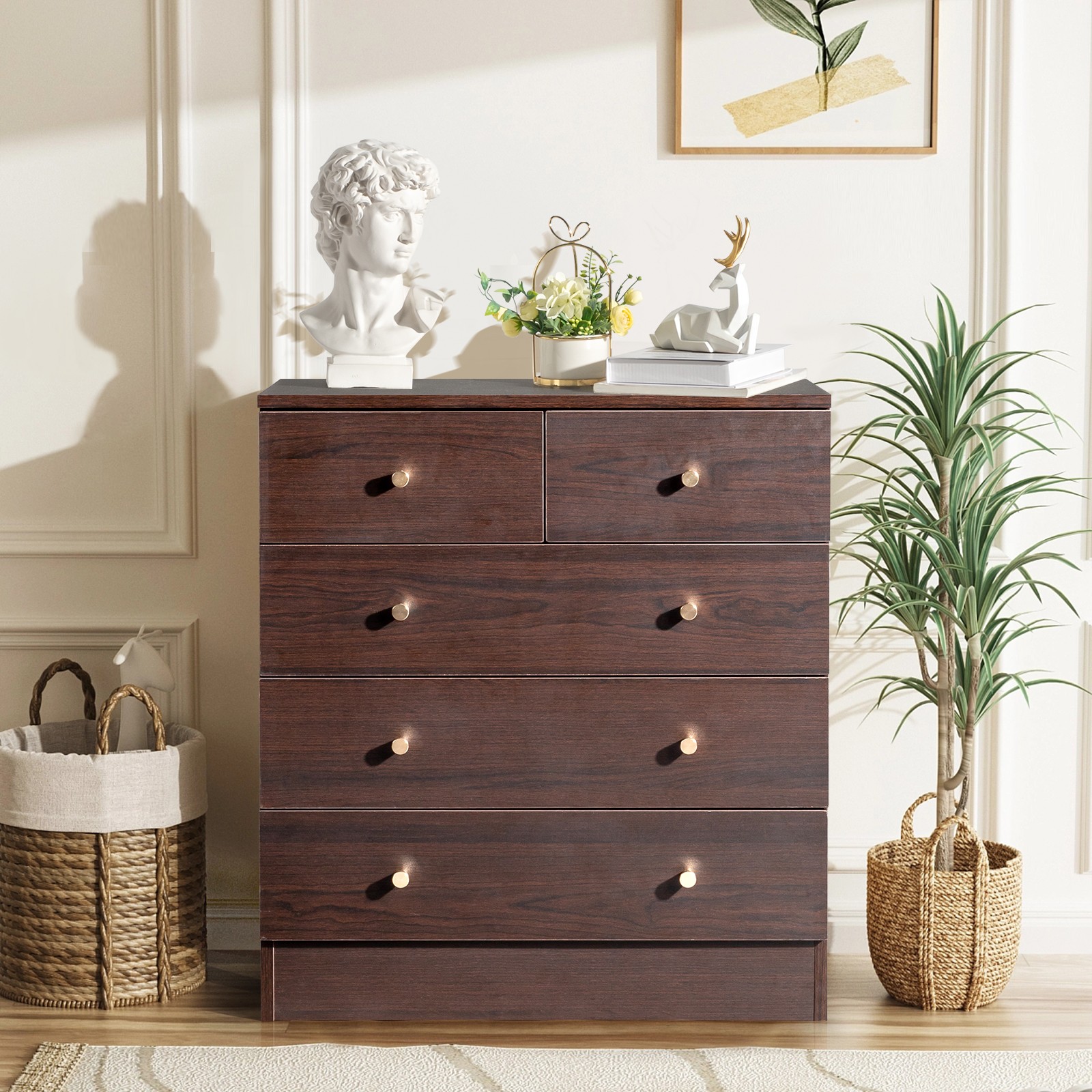 Modern Simple 5-Drawer Dresser Brown gallery