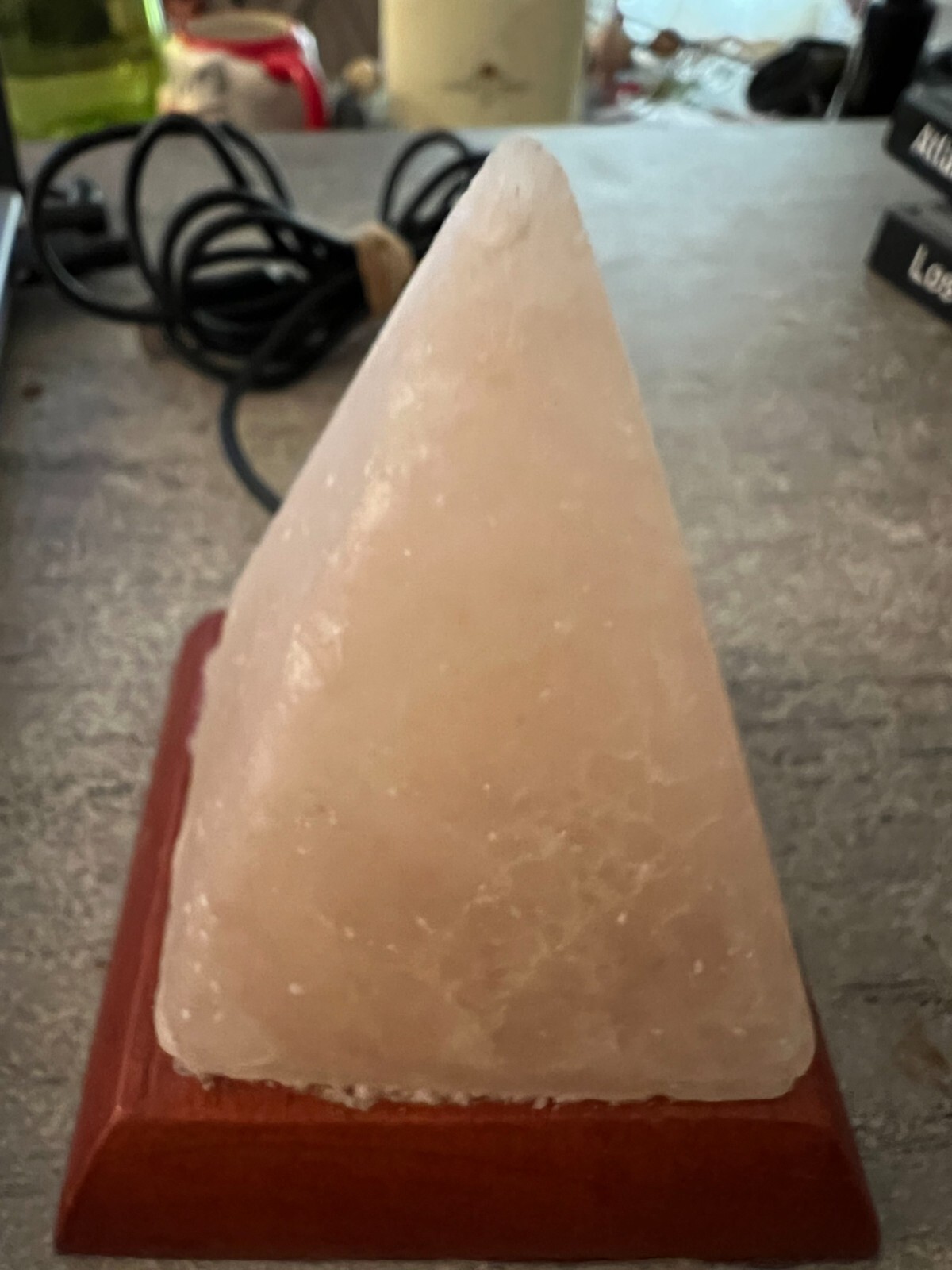 Earthbound Trading Co. Modern Himalayan Salt Pyramid USB Desk Lamp Wooden Base gallery