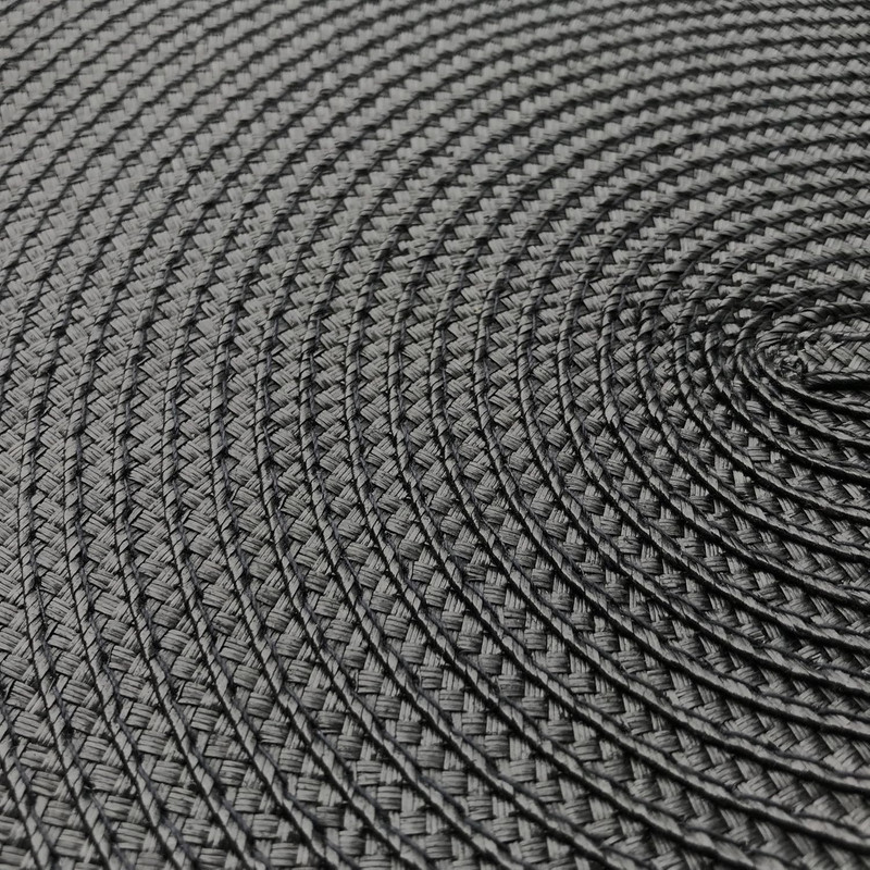 Oval Braided Woven Polypropylene Plastic Placemats (Black), Set of 4 gallery