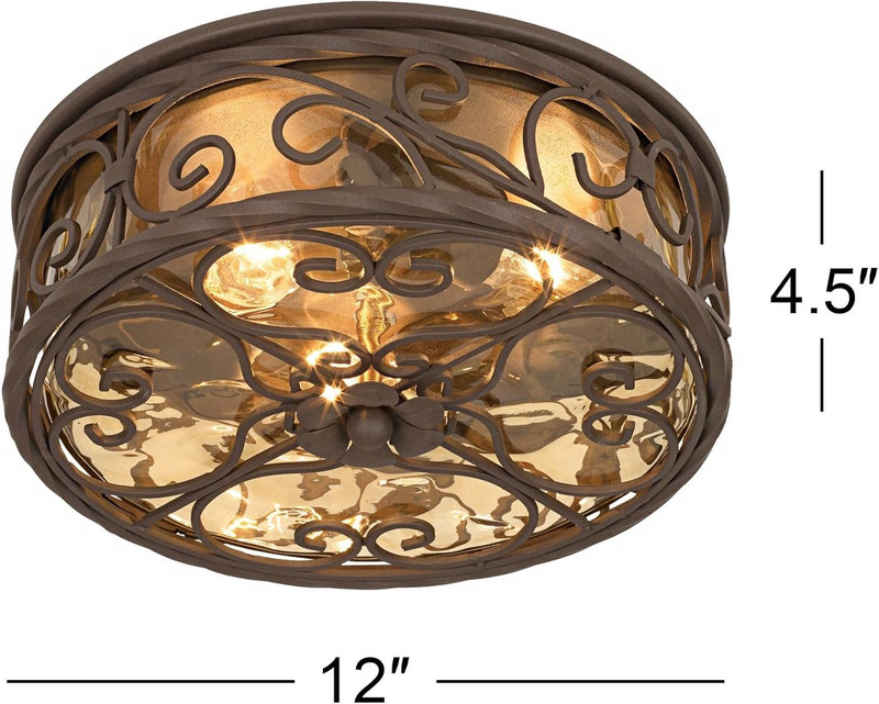 Rustic Dark Walnut Outdoor Ceiling Light Fixture with Water Glass 12 gallery