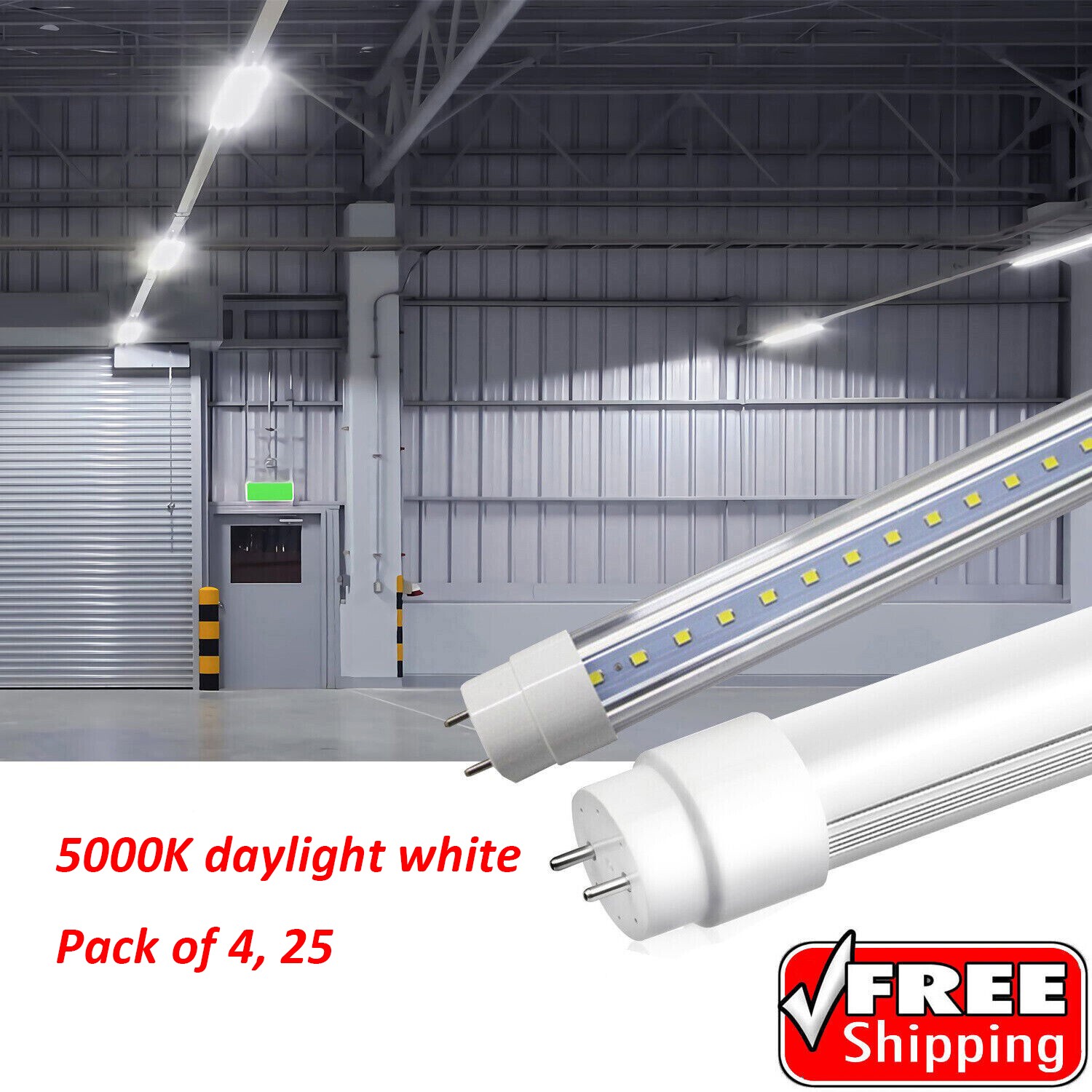 4/25PACK T8 LED 4 foot Tube Light Ballast Bypass 5000K Daylight Frosted Cover gallery