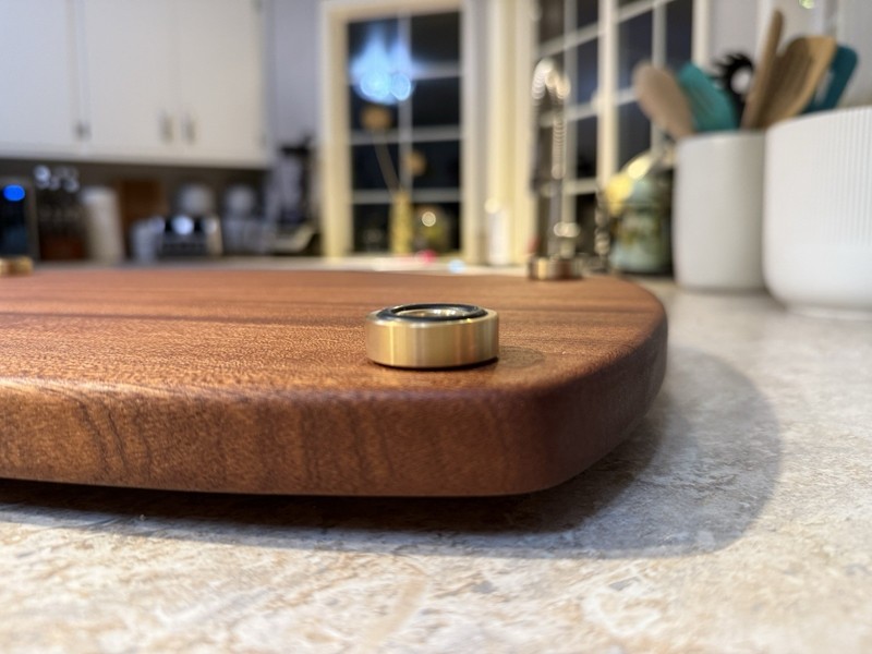 Handmade Medium Brown Wood Rectangular Cutting Board With Feet gallery