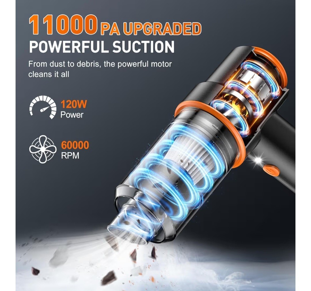 Car Vacuum Cleaner, 11000PA Vacuum Cleaner & Air Duster, 120W High Power Vacuum gallery