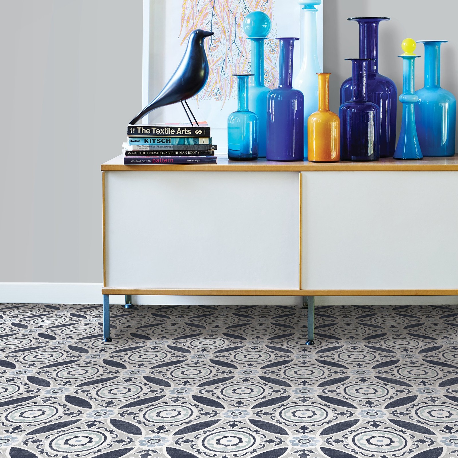 FloorPops FP2484 Sienna Peel & Stick Floor Tiles, 60"L x 24"W x 0.06"T, Gray gallery
