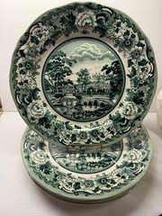 Legend British Heritage Earthenware Dinner Plate Set 4 Belmont Green Toile – New