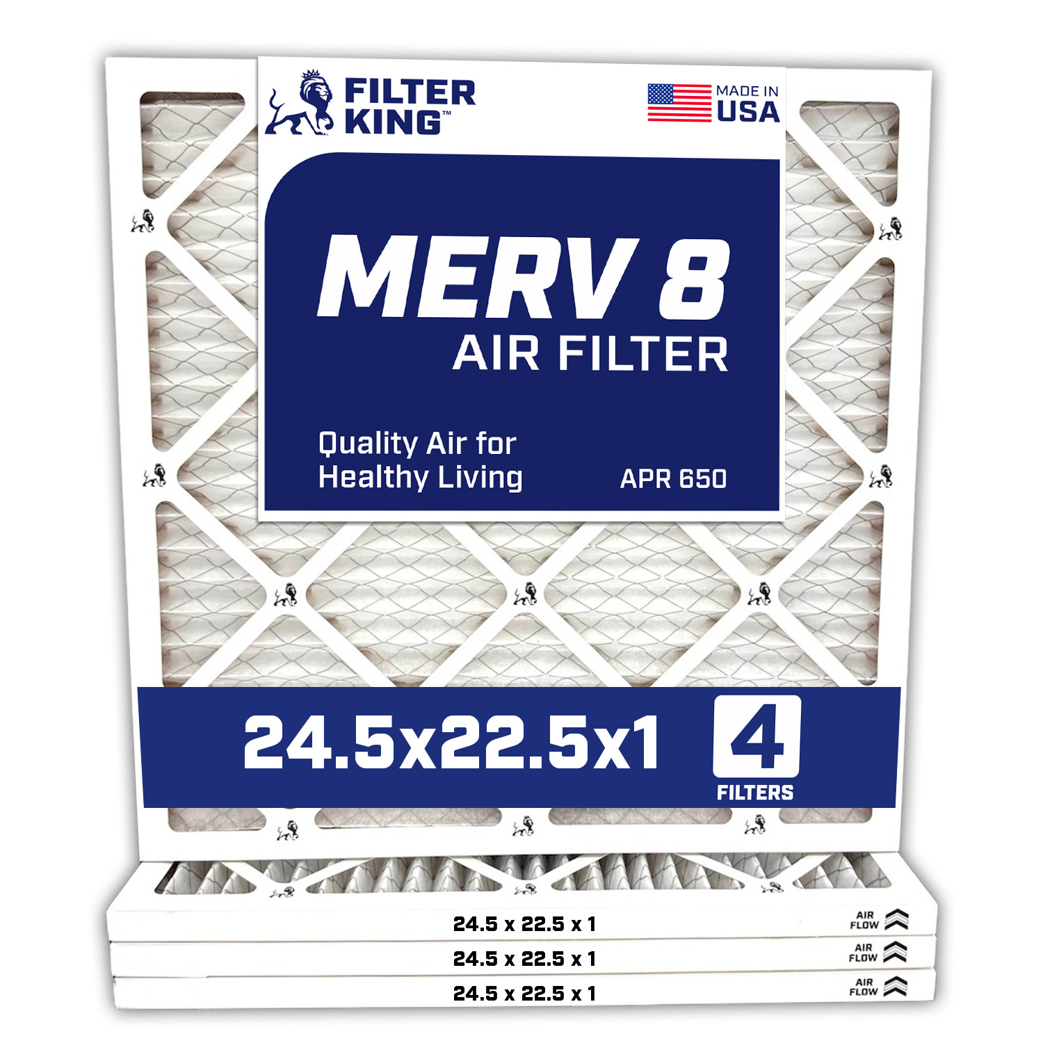 Filter King 24.5x22.5x1 Air Filter 4-PACK MERV 8 Actual Size 24.5 x 22.5 x .75" gallery