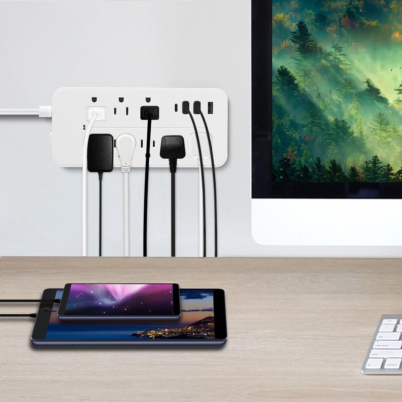 Lot Wall Mountable USB Surge Protector Power Strip with USB Ports 8 Outlet Plugs gallery