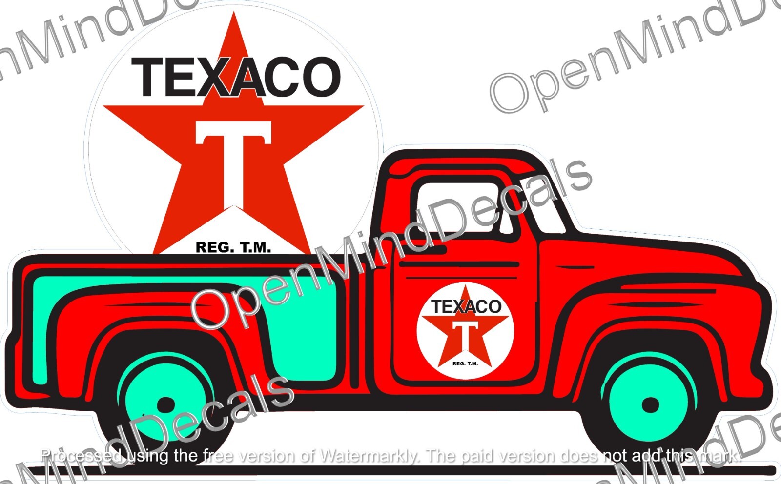 Texaco Gasoline Retro Pick Up Color Vinyl Sticker Waterproof gallery