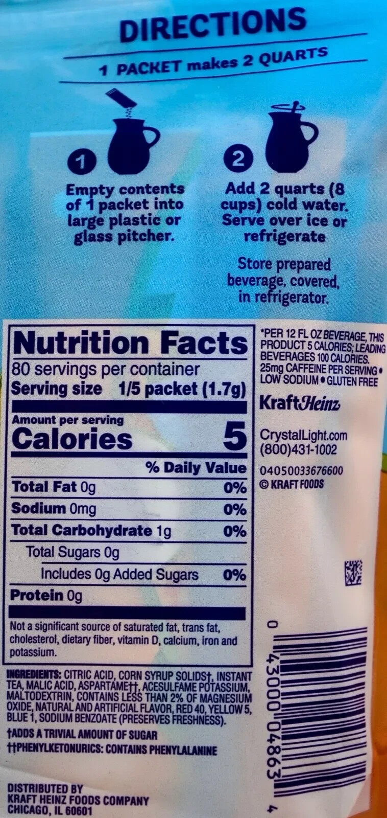 Crystal Light Peach Iced Tea Drink Mix USA, 16 Pitcher Packets gallery