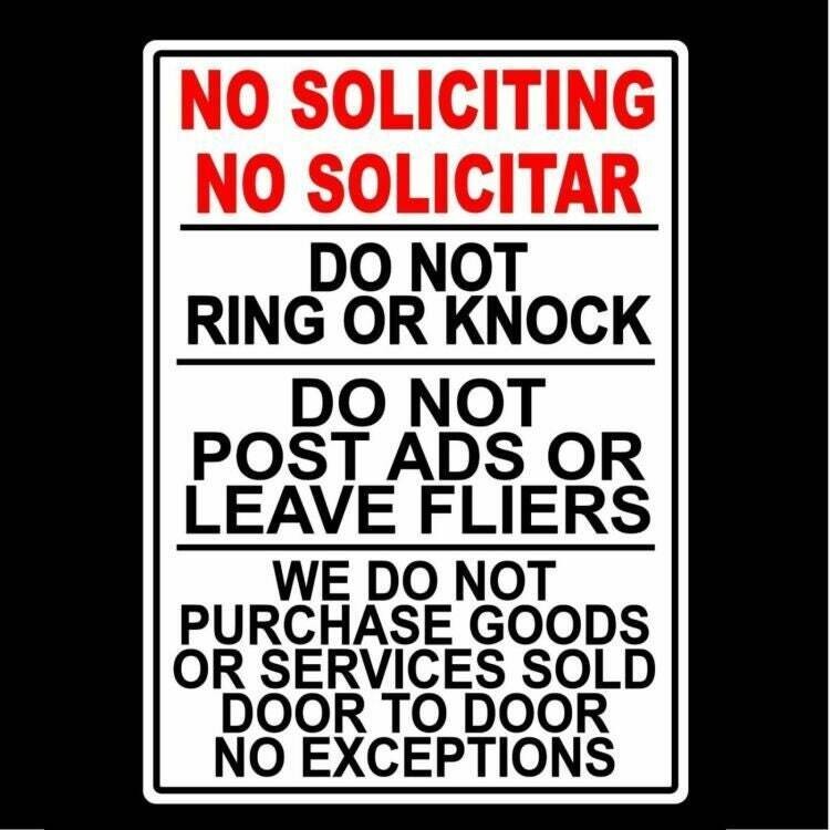 No Soliciting No Solicitar Do Not Ring Knock No Sales People Sign / Decal MS036 gallery