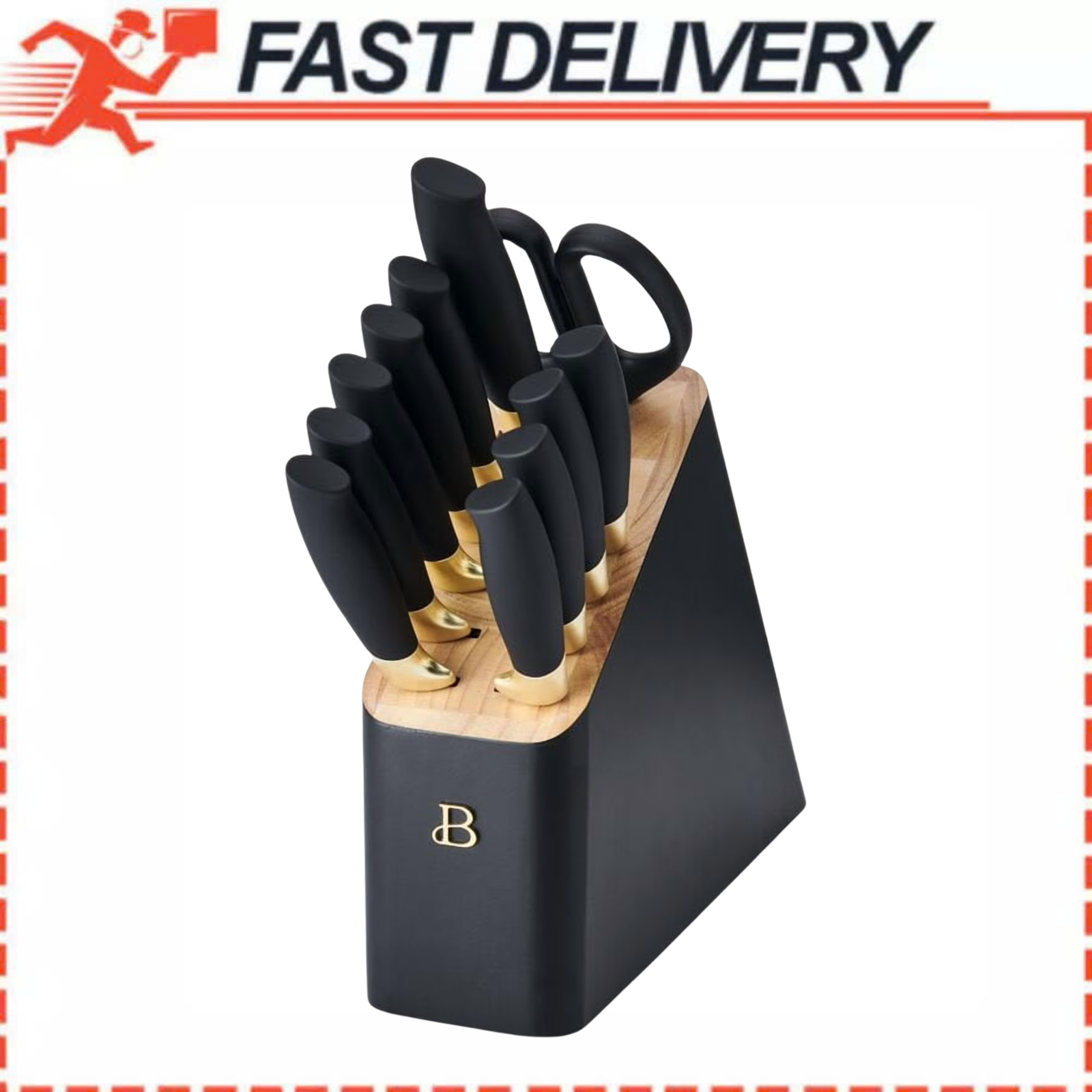 Beautiful 12 Piece Knife Set with Block Black Sesame Soft Grip by Drew Barrymore gallery