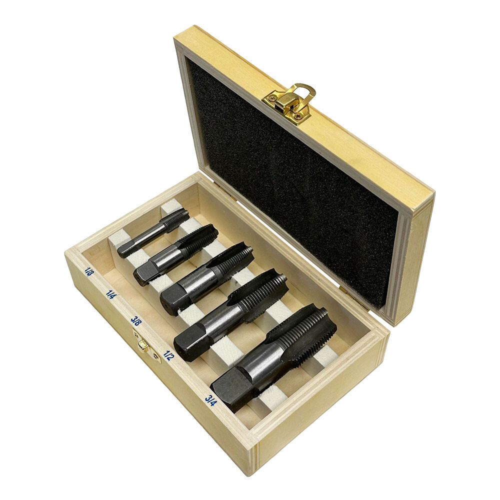 5 Pc NPT Pipe Taps Set,High-speed Steel Drill Bits Size 1/8",1/4",3/8",1/2",3/4" gallery