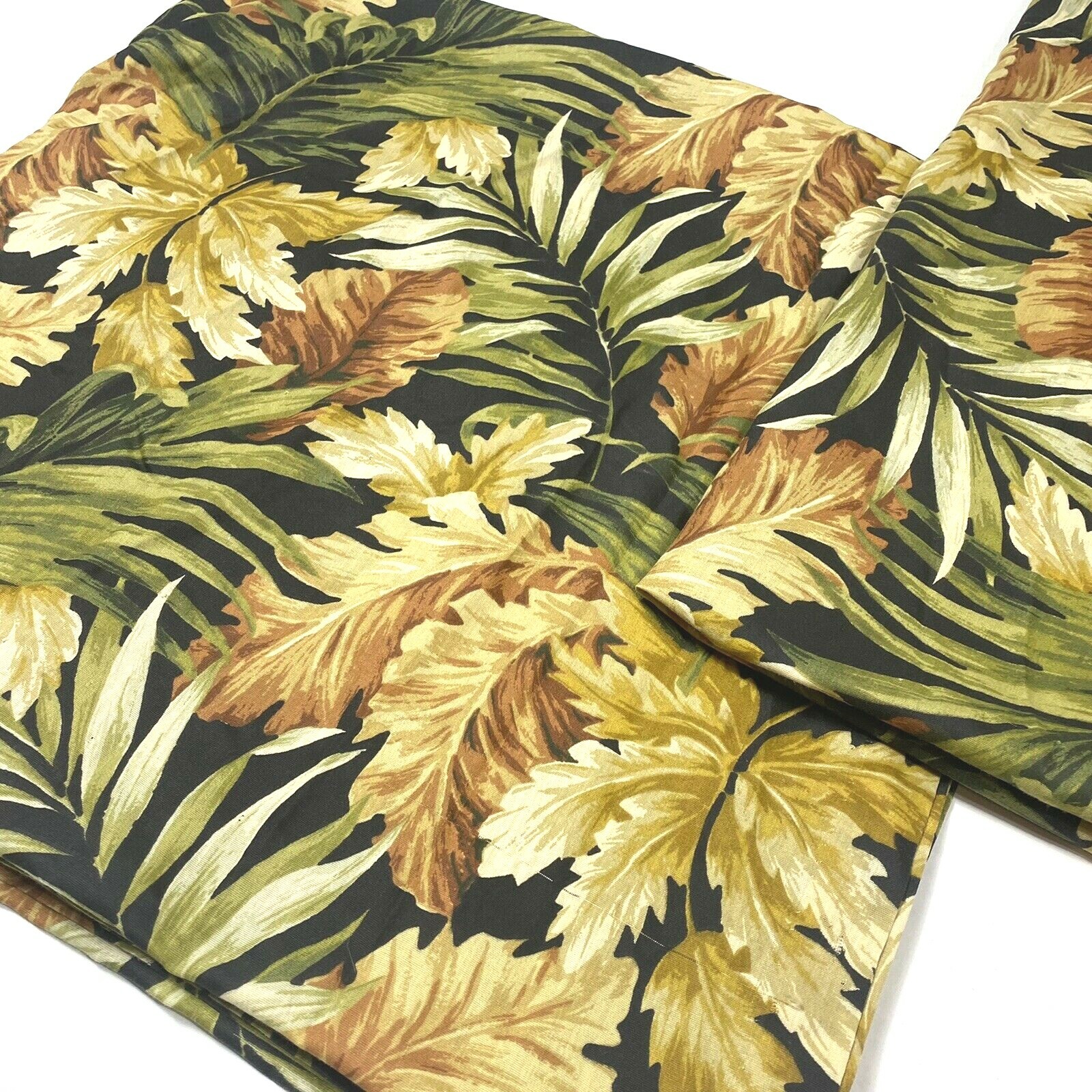 Vintage Custom Curtains 2 Tropical Coastal Drapes Panels Pair Palm 80 Long Green gallery