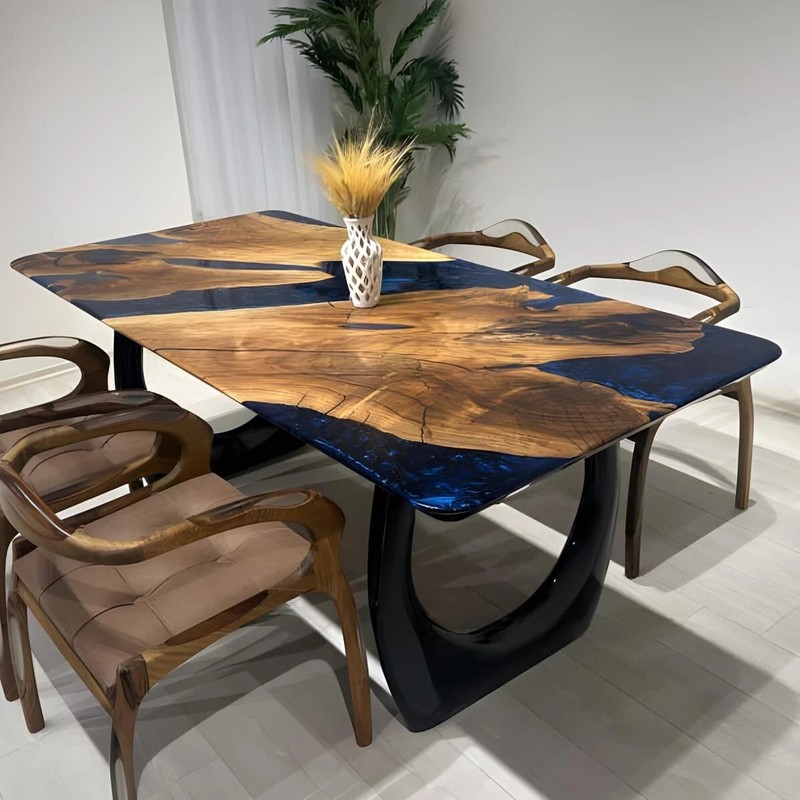 Walnut Epoxy River Table Top 60x36 Live Edge Resin Dining Custom gallery
