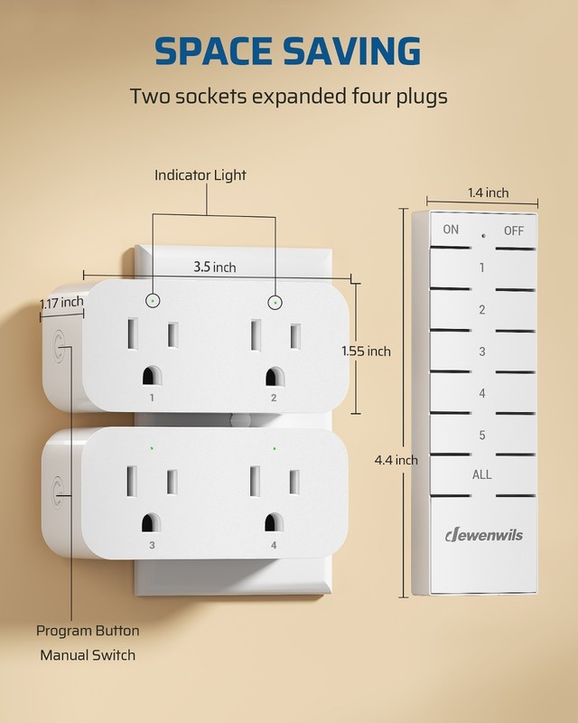 DEWENWILS Remote Control Outlet,100FT Range,4 Independent & 1 All Control Outlet gallery