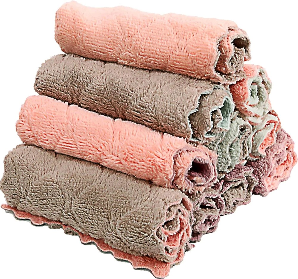 10 Pack Kitchen Cloth, Microfiber, Super Absorbent Coral, Premium Non-Stick Oil