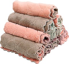 10 Pack Kitchen Cloth, Microfiber, Super Absorbent Coral, Premium Non-Stick Oil