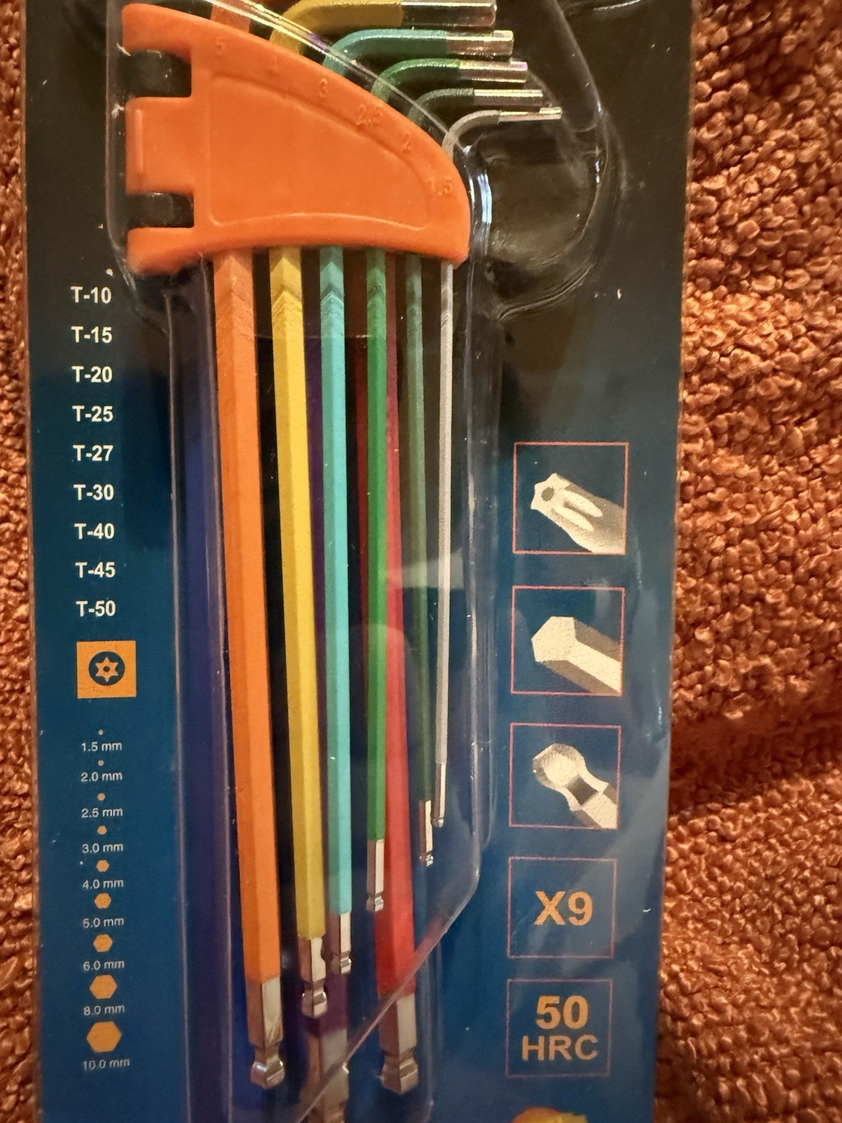 9 Piece Ball Point Hex Key Tool Set Color Chrome Vanadium Steel JJH9011 New gallery