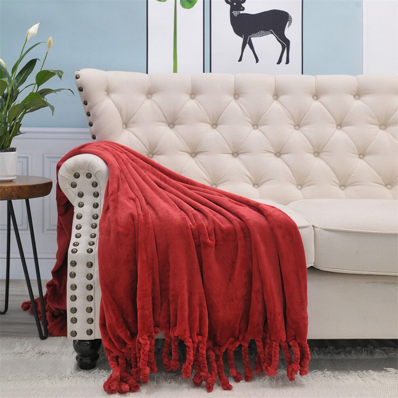 Throw Blankets Couch Cover Flannel Fleece Throw with Braided Rope Fringe Tassels gallery