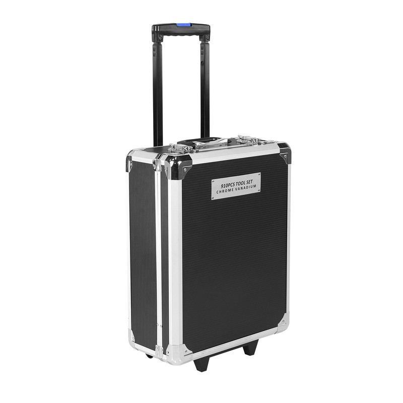 Tool Set Mechanics Tool Kit 910 PCS Wrenches Socket with Trolley Case Box Silver gallery