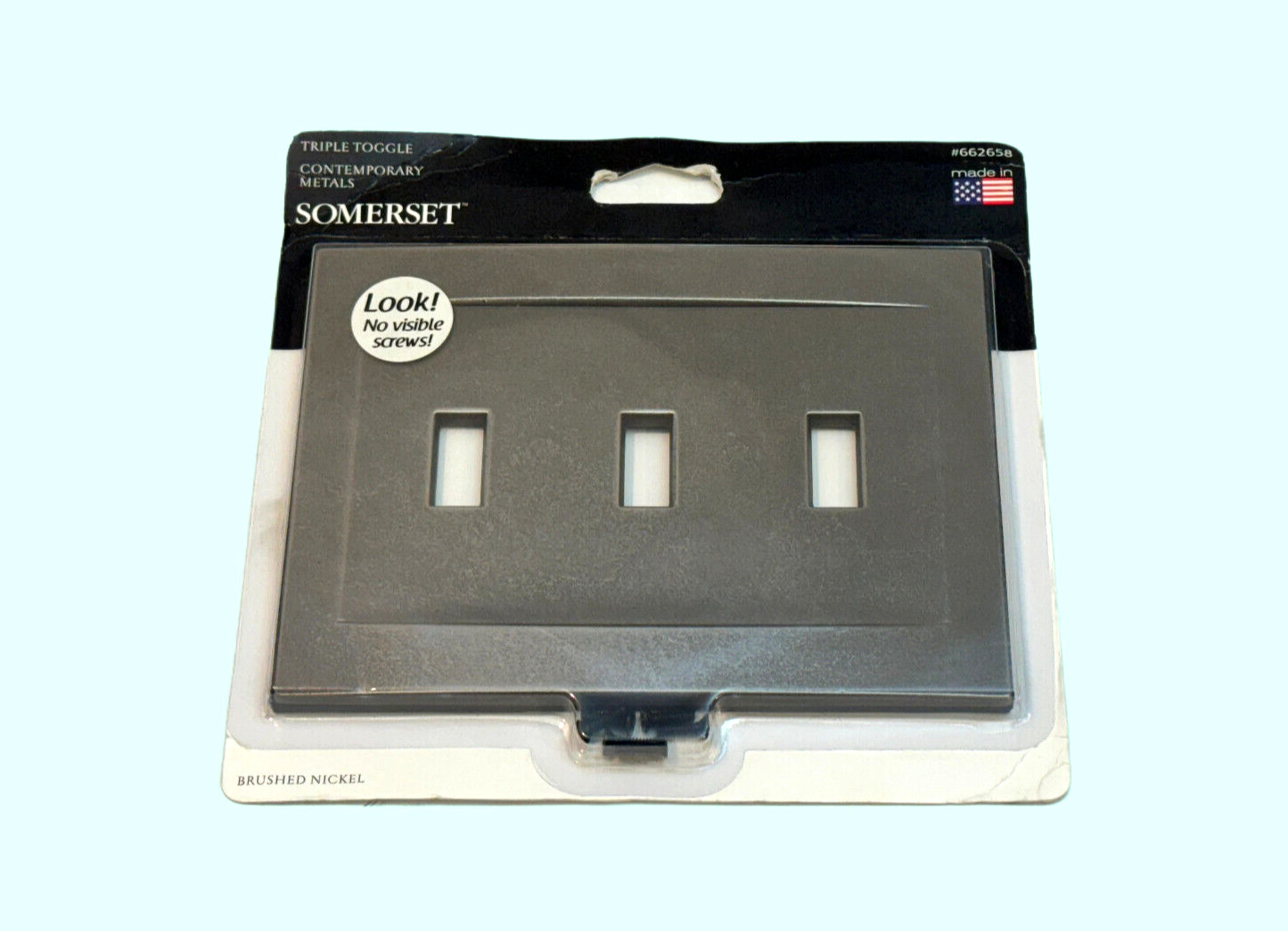 Somerset Triple Toggle Switchplate Cover Brushed Nickel 662658 No Visible Screws gallery