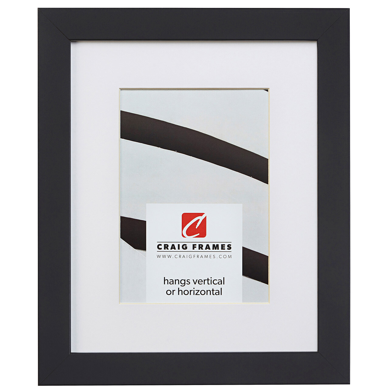 Craig Frames Essentials, 1" Wide Modern Simple Black Picture Frame With a Mat gallery