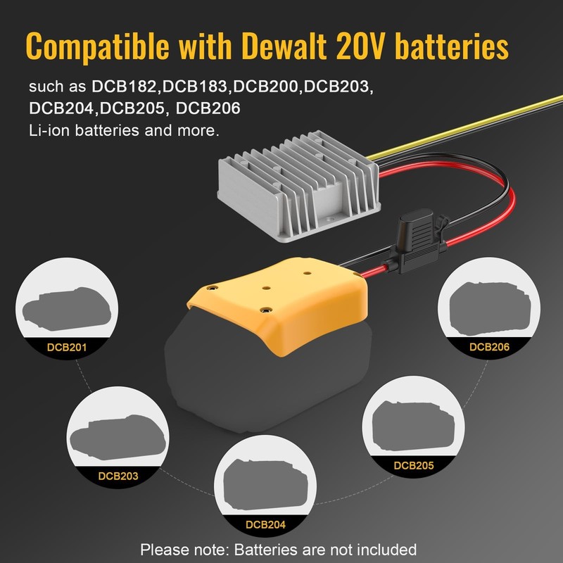 20V to 12V Step Down Converter Transformer Compatible with DeWalt 20V Battery gallery