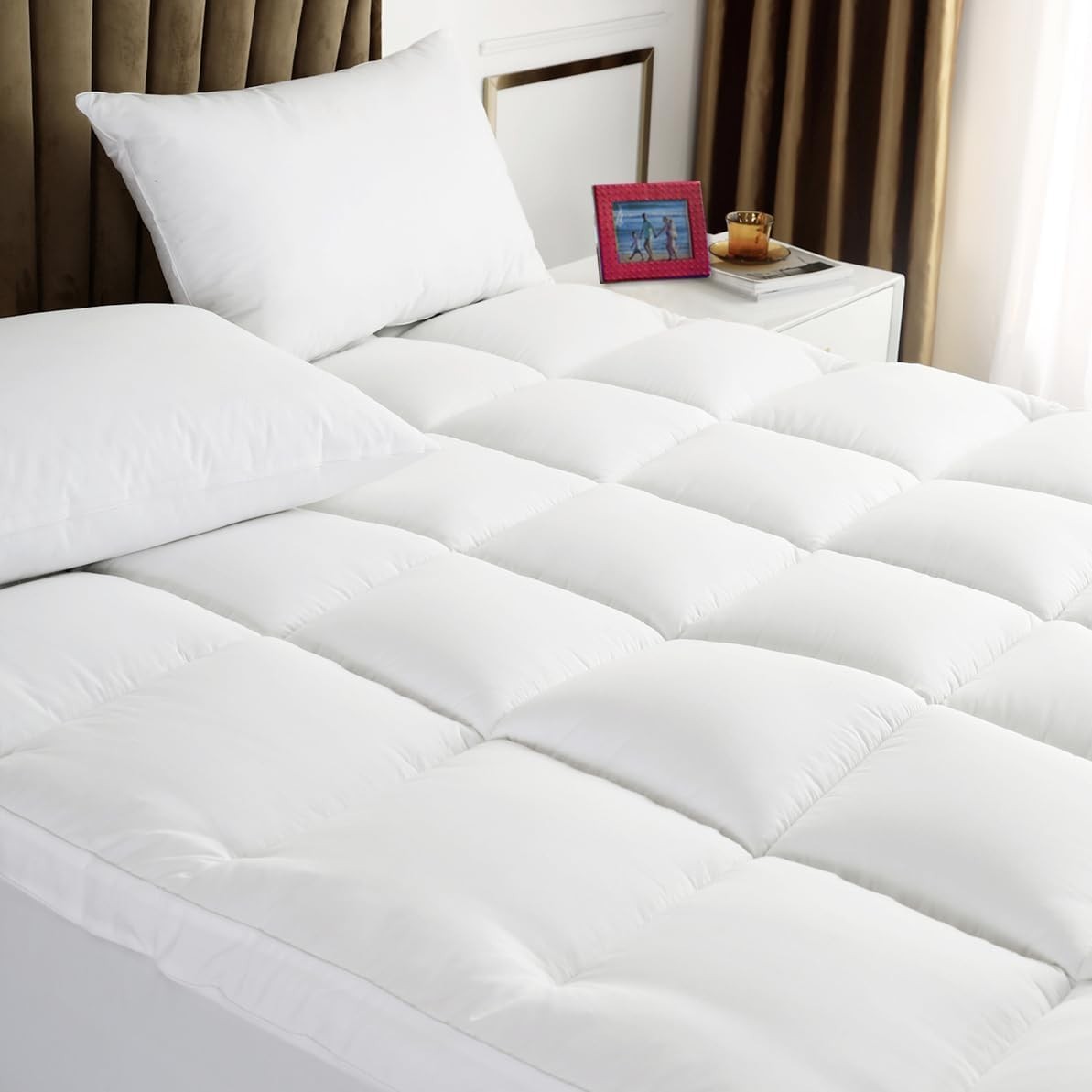 4 Inches Thick Mattress Topper Quilted Cooling Mattress Topper Pad Queen Topper gallery