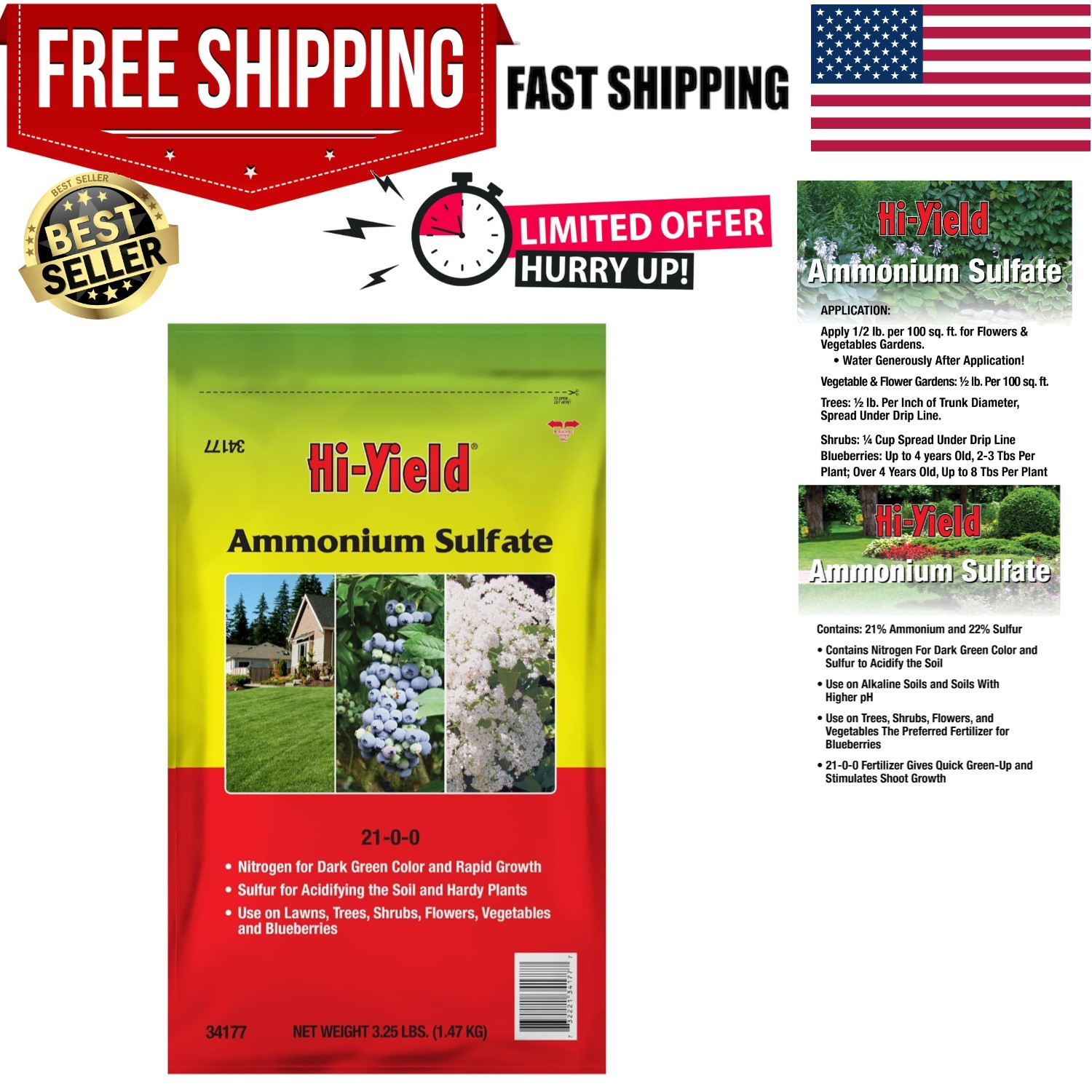 Versatile 3.25 Lbs Ammonium Sulfate for Rapid Growth of Shrubs and Veggies gallery