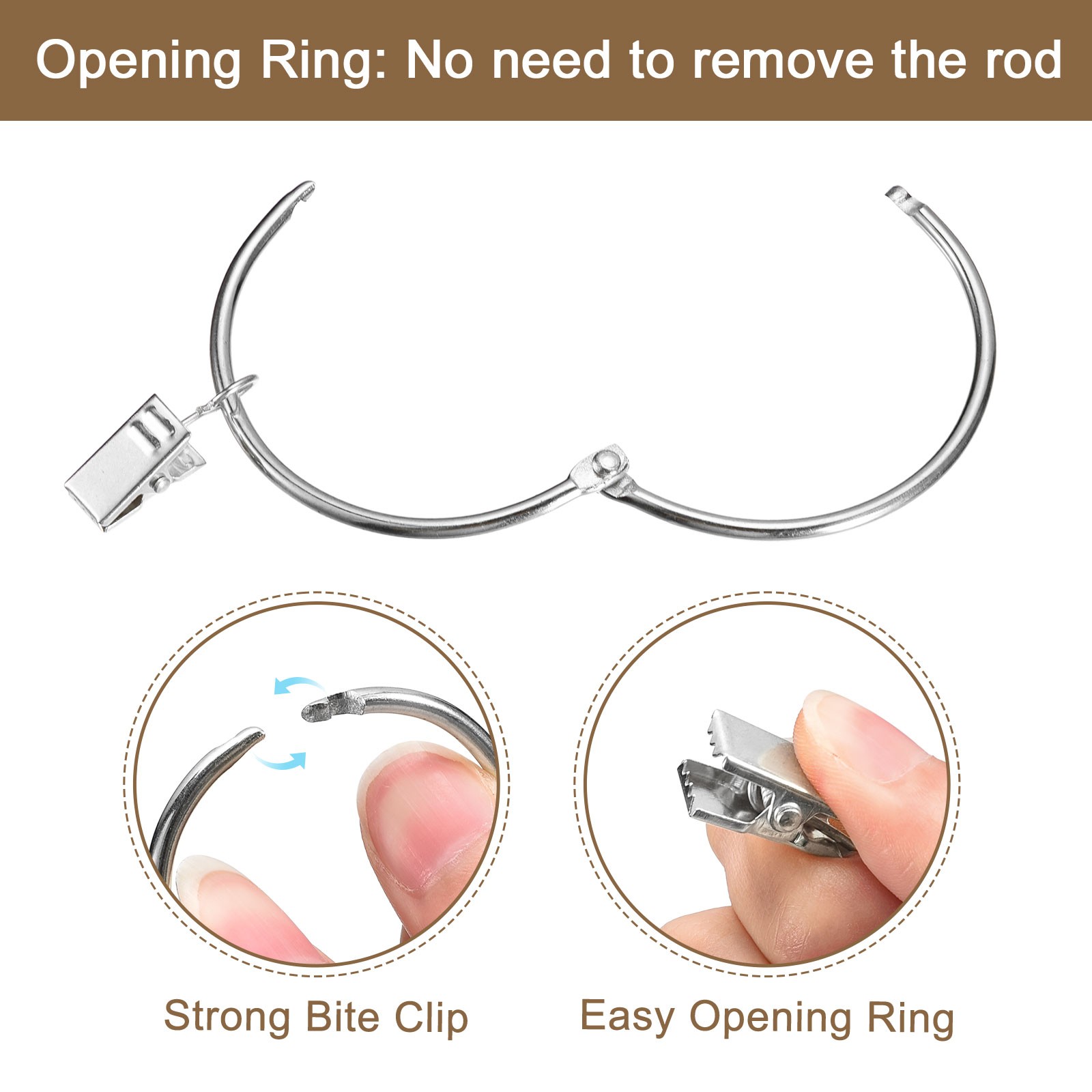 14pcs Curtain Rings with Clips 2 Inch Curtain Clip Rings Hooks Silver gallery