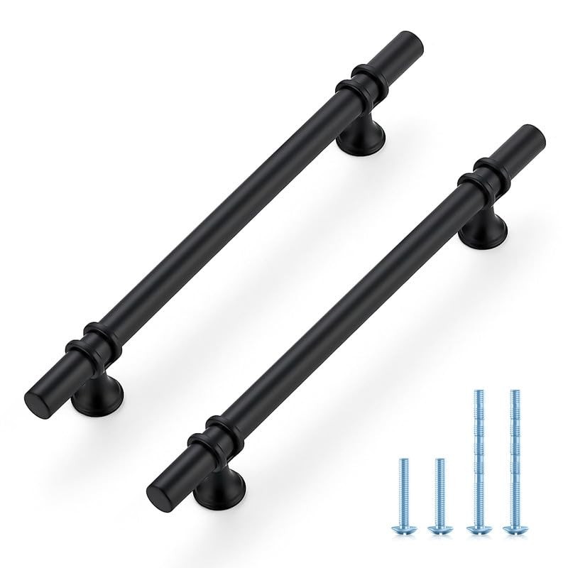 Pack 8-13/16 Inch Cabinet Pulls Handles 6-1/4 Inch Hole Center 10 Matte Black gallery