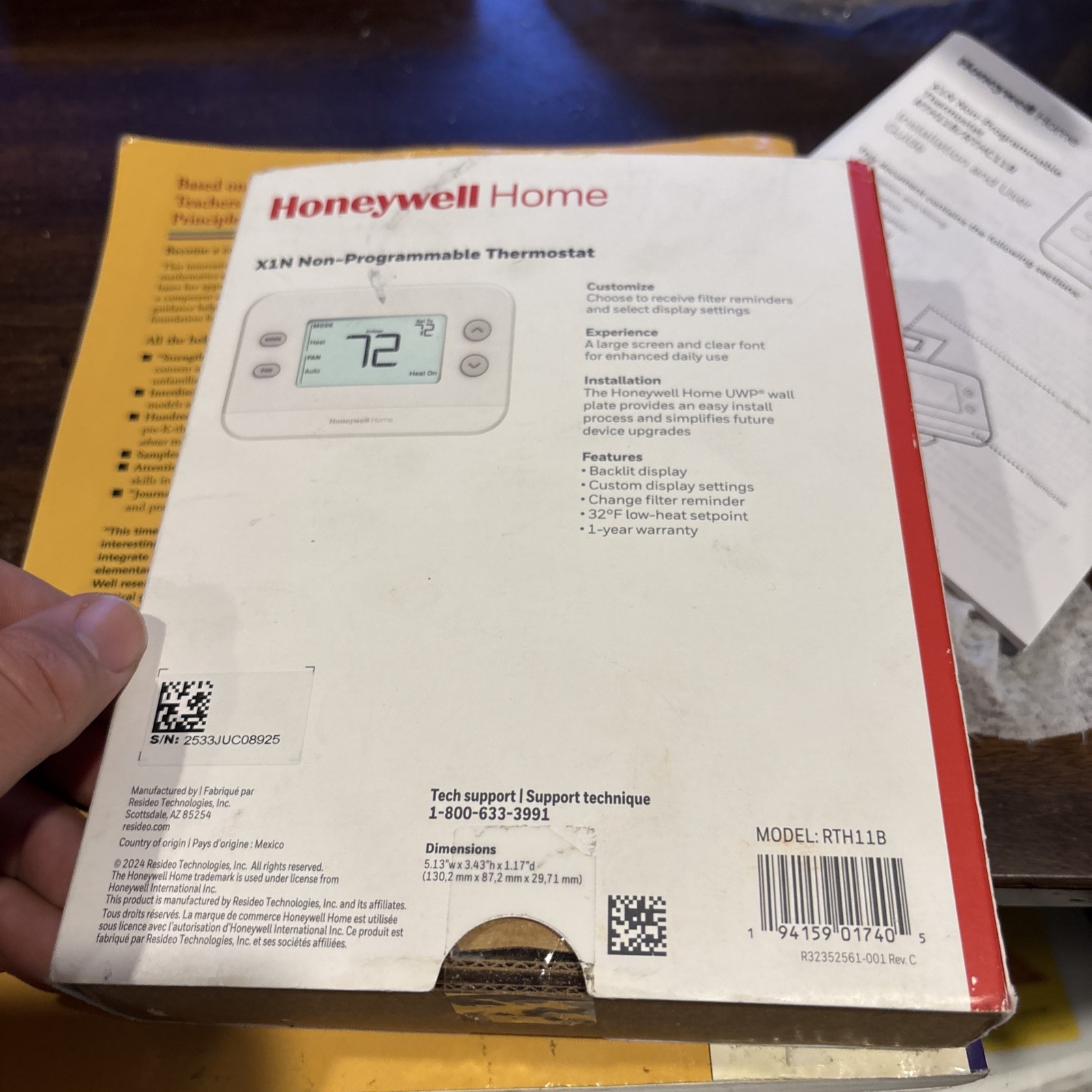 Honeywell Home X1N Non-Programmable Thermostat RTH11B Single Stage 1H/1C Digital gallery