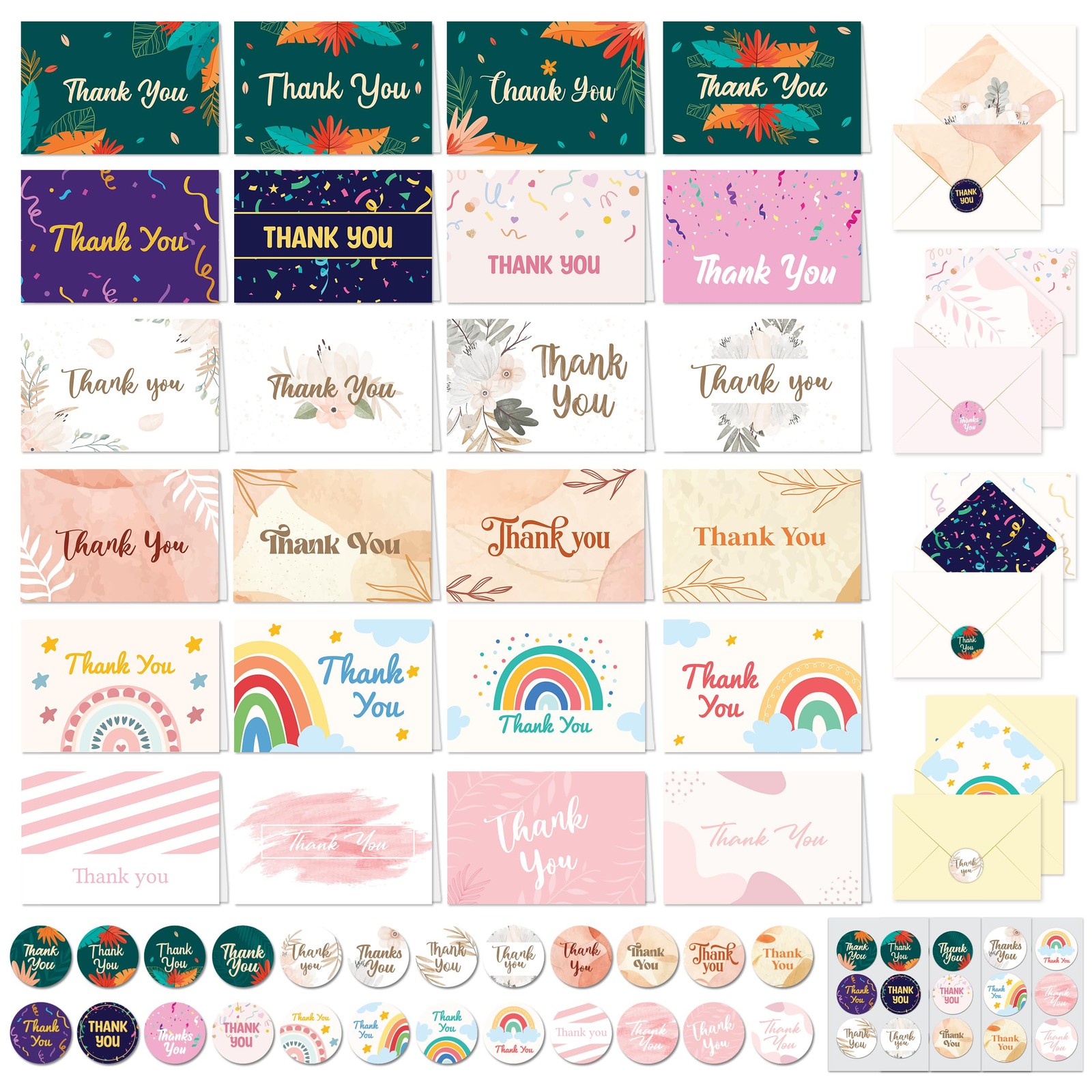 Decorably 24 Pack 6x4in Assorted Thank You Cards with 6x4 inches, Plain gallery