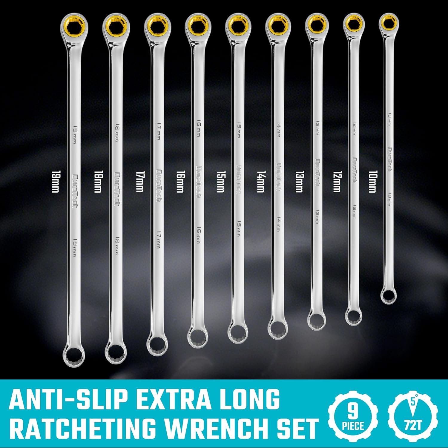 Extra Long Ratcheting Wrench Set, Double Box End Wrench Set with Anti Slip gallery