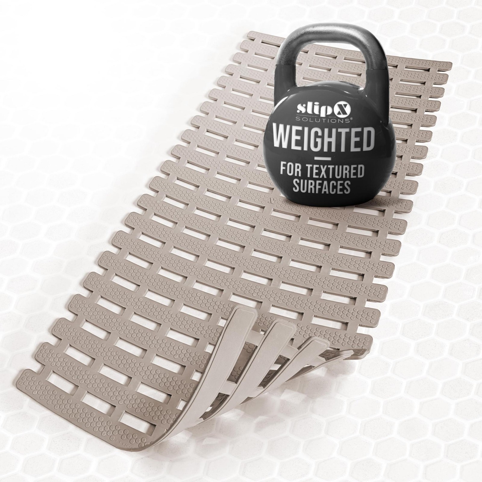SlipX Solutions Weighted Non Slip Bath Mat for Textured Tub & Shower Surfaces, P gallery