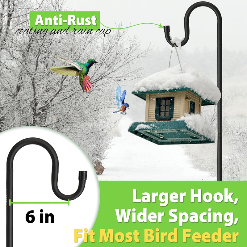 Shepherds Hooks, 94" Bird Feeder Pole for Outdoor, 4/5” Thick Hummingbird Feeder gallery